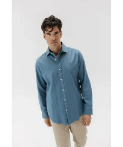 Camisa El Pulpo Casual Estructura Garment Dyed Para Hombre