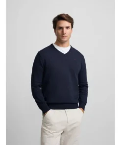 Jersey Silbon Liso Cuello Pico Para Hombre