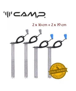 pack 4 tornillos de hielo rocket (2 x 16 cm + 2 x 19cm) – cassin
