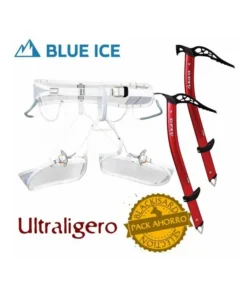 pack arnés choucas pro + 2 piolets akila (pala + martillo) – blue ice