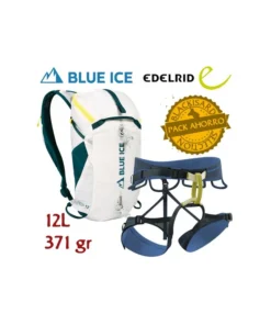pack mochila reach 12l (white) + arnés sendero – blue ice/edelrid