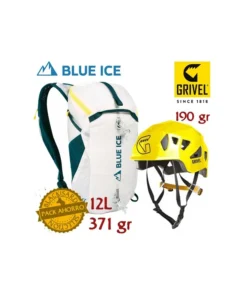 pack mochila reach 12 l (white) + casco stealth (yellow) – blue ice / grivel