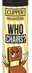 Clipper Feuerzeug Slogan 48 3v4 WHO CHAIRS?