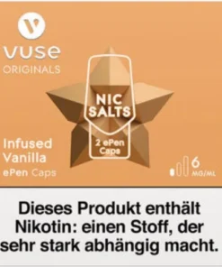 Vuse ePen Caps vPro infused vanilla 6mg Nic Salts