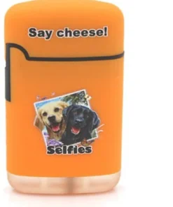 Easy Torch Say Cheese! Hunde Motiv Feuerzeug orange