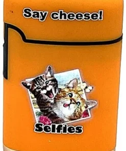 Easy Torch Say Cheese! Katzen Motiv Feuerzeug orange