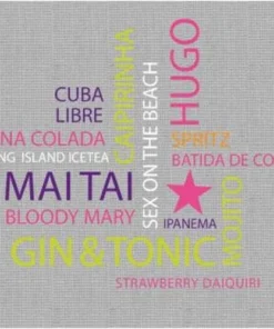 Happy hour time! Grey – Servietten 25×25 cm