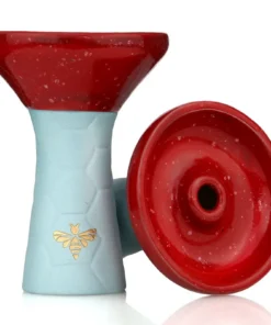 Bee Hookah Phunnel Light Blue – Half Glazed Red White