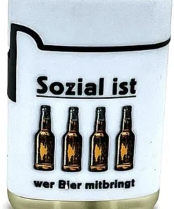 Easy Torch Sozial ist wer Bier mitbringt Motiv Feuerzeug