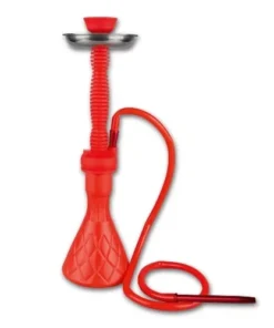 Wasserpfeife Silikon rot 1 Anschluss 47 cm