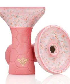 Bee Hookah Phunnel Pink – Half Glazed White Blue Orange Yellow