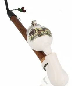 Gesteckpfeife aus Porzellan mit Jagdmotiv Reh Kopfform Kugel 30cm
