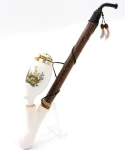 Gesteckpfeife aus Porzellan mit Jagdmotiv Reh Kopfform Oval 30cm