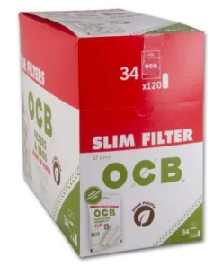 OCB Slim Papierfilter Display 34×120 Stück Zigarettenfilter