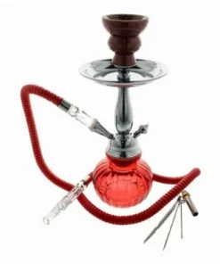 Wasserpfeife mit 1 Anschluss 24 cm Rot