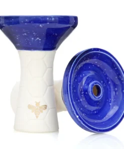 Bee Hookah Phunnel White – Half Glazed Dark Blue White