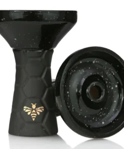 Bee Hookah Phunnel Half Glazed Black Obsidian