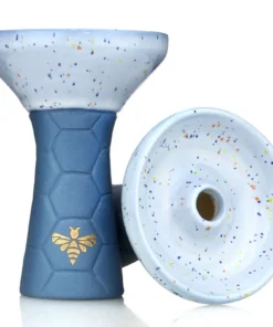 Bee Hookah Phunnel Matt Blue – Half Glazed White Blue