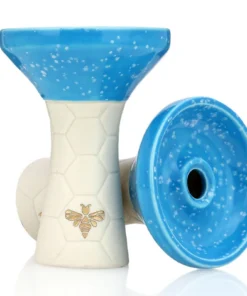 Bee Hookah Phunnel White – Half Glazed Light Blue White