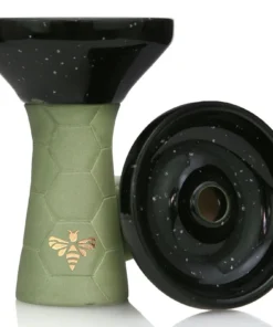 Bee Hookah Phunnel Half Glazed Green Obsidian