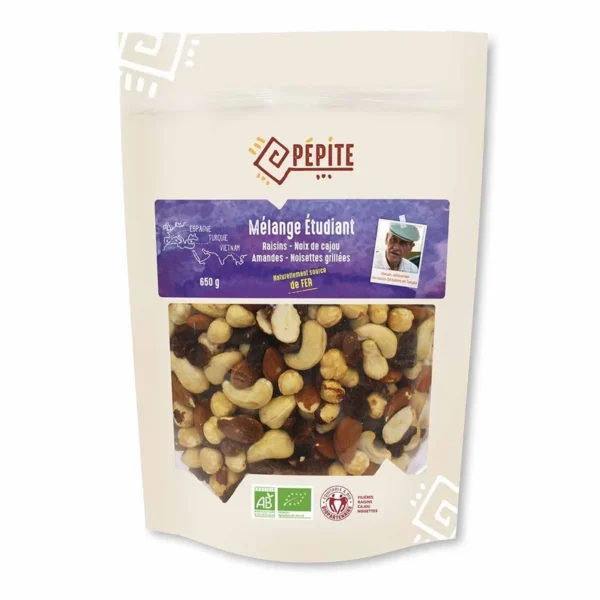 Mélange Etudiant – Fruits secs bio – 650 g